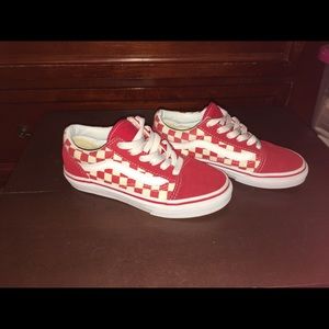 Vans Old Skool Red and White Chex Slate Sneakers